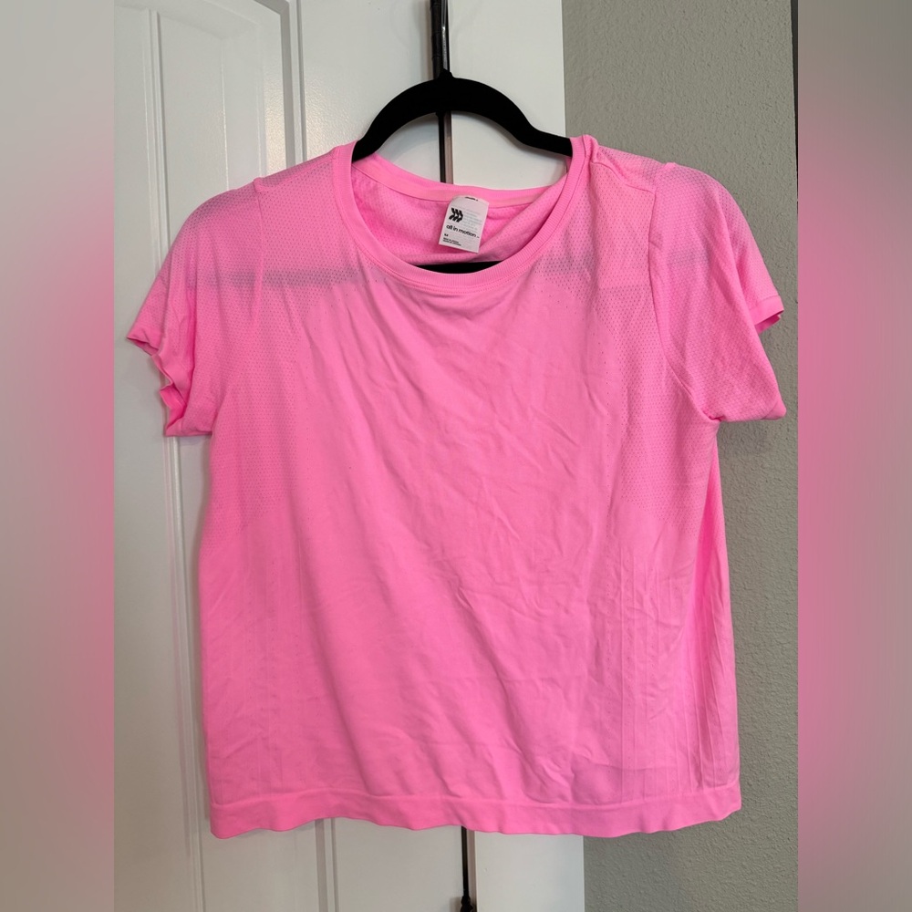 Pink All In Motion Short Sleeve Workout Top NWT